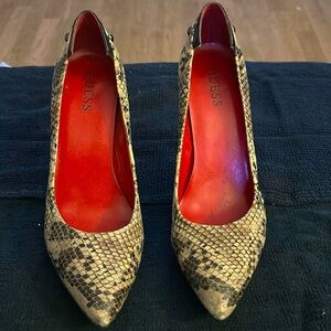 Guess Kudrow 2 Snakeskin Print Stilettos